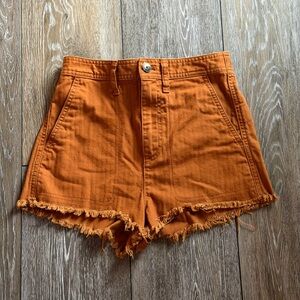 Women's Madewell High-Rise Frayed Hem Shorts - Orange